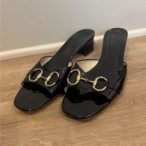 Vintage Gucci Horsebit patent heel sandals